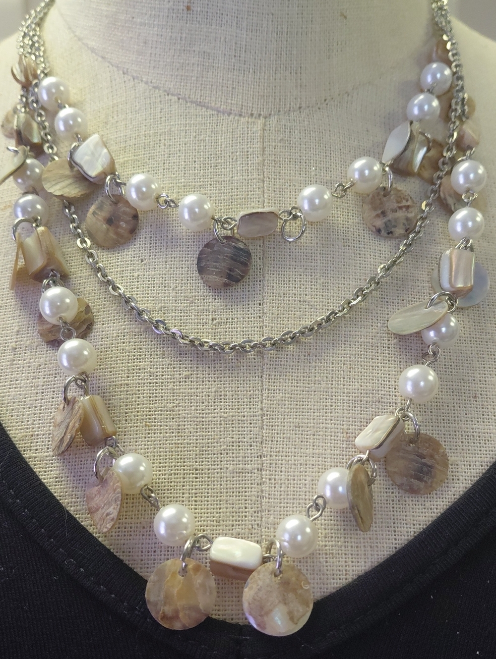 Premier Design Layered Mother Of Pearl And Faux Pearl Necklace